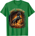 Men's Sheet Happens Gothic Horror Halloween Horse Lover Equestrian T-Shirt - Kelly Green