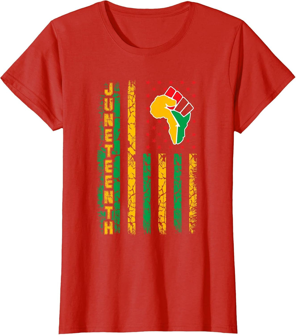 Juneteenth Flag Pan African Civil Rights Black Power Fist T-Shirt - Red