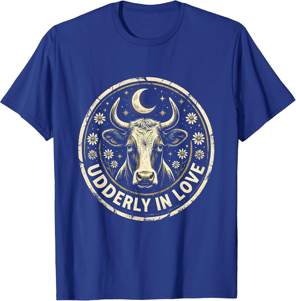 Udderly In Love Cute Cow Design T-Shirt - Royal Blue