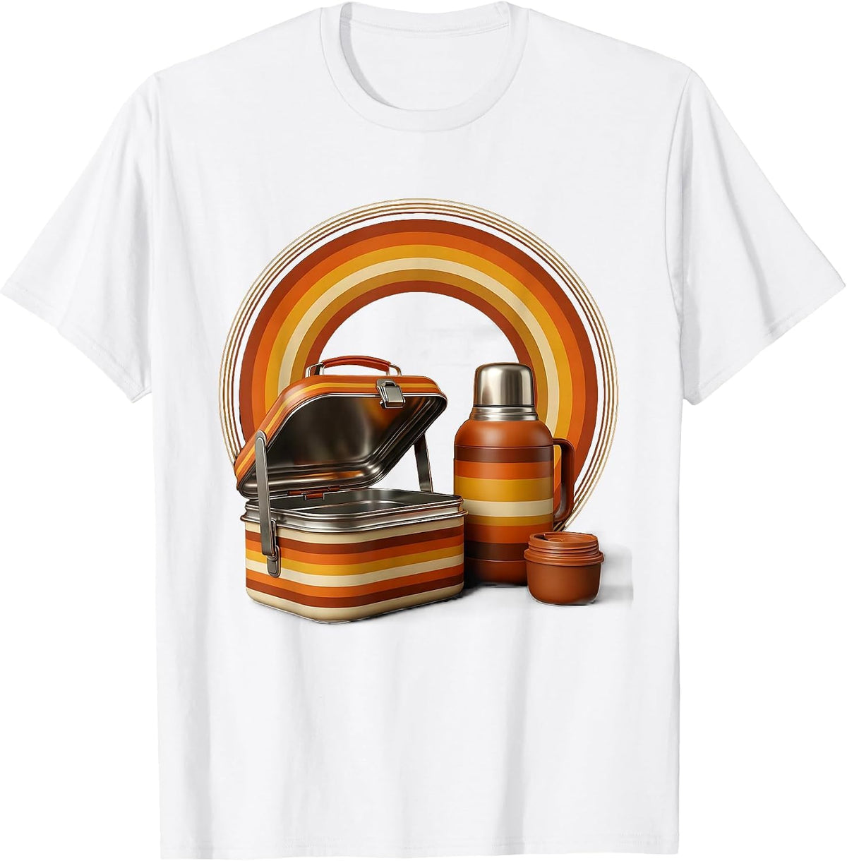 Labor Day Worker Lunchbox and Thermos Illustration T-Shirt - White