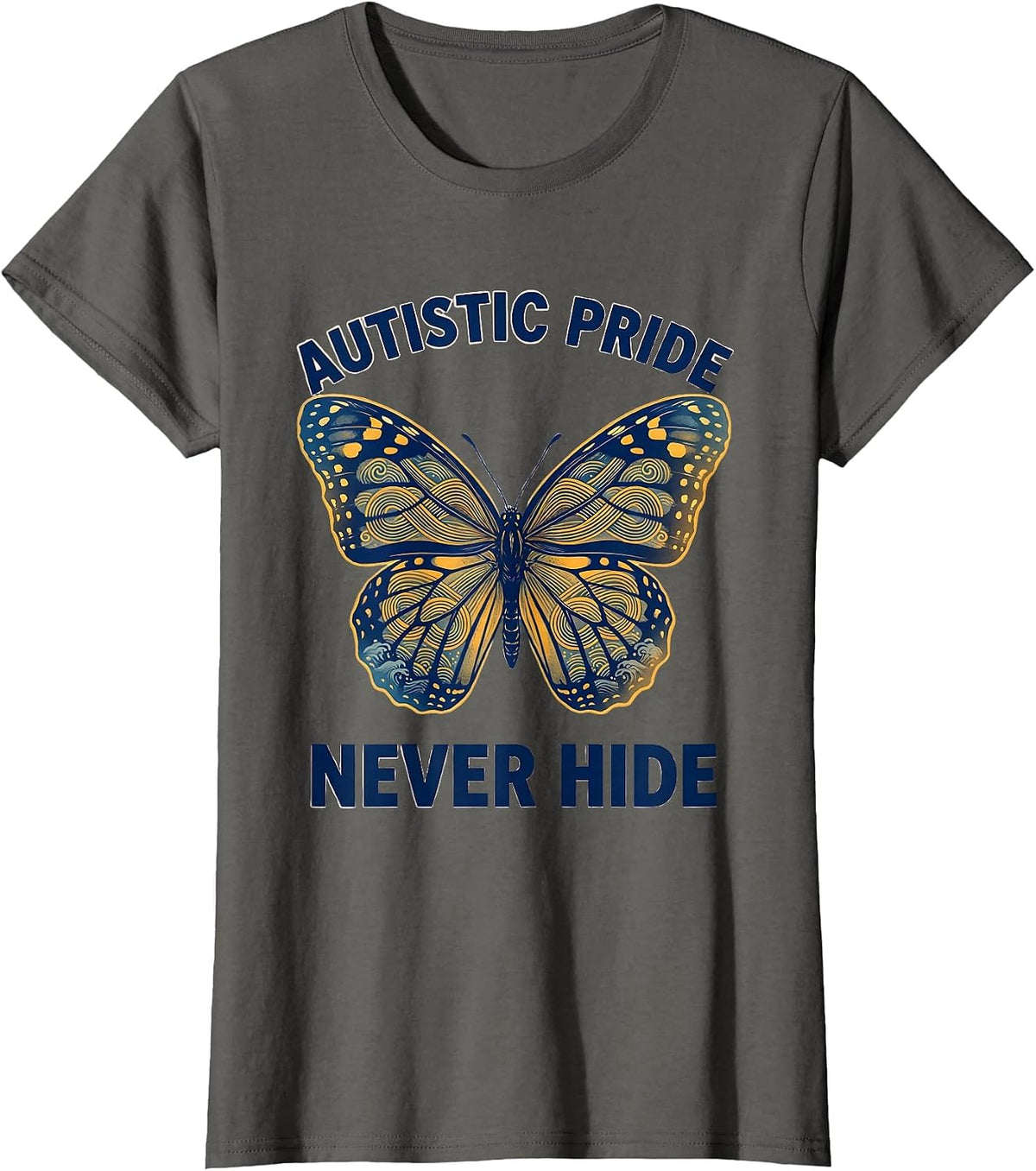 Women's Autistic Pride Never Hide Neurodiversity Design T-Shirt - Asphalt Grey