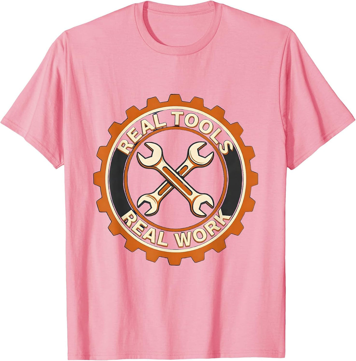 Men's Real Tools Real Work Mechanic Design T-Shirt - Pink