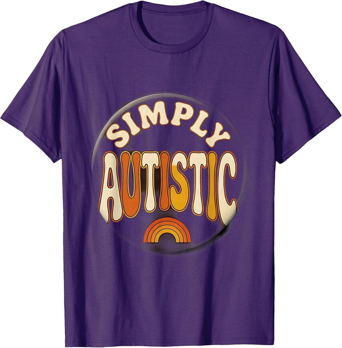 Men's Simply Autistic Retro 70s Neurodiversity Identity Acceptance T-Shirt - Purple