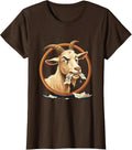 Women's Guilty Goat Eating Homework Funny Illustration T-Shirt - Brown