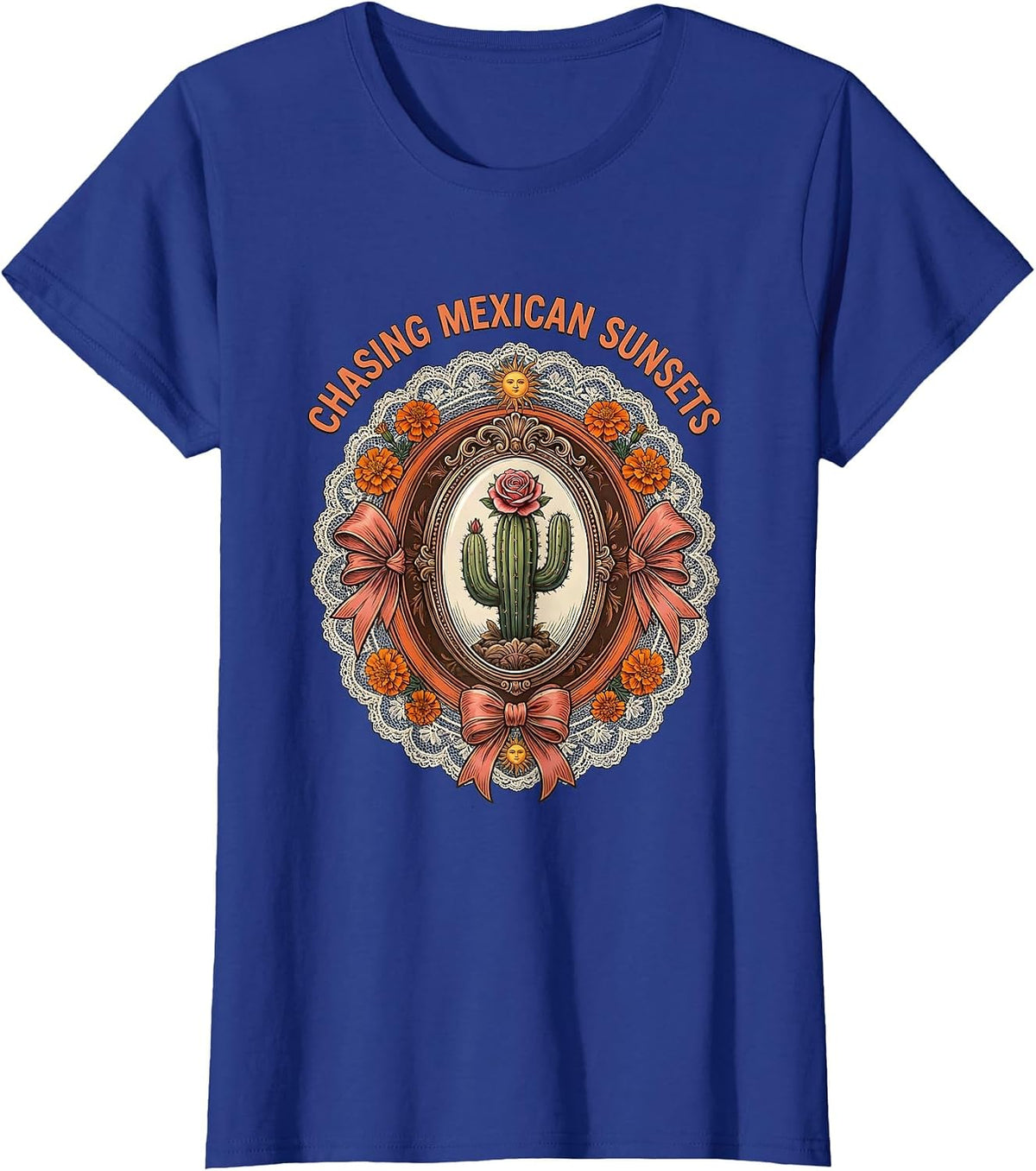 Women's Chasing Mexican Sunsets Scenic Mexico Design T-Shirt - Royal Blue