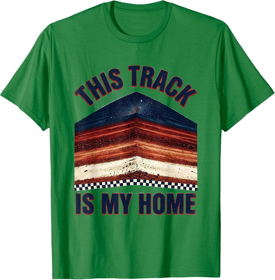 Men's This Track Is My Home Patriotic Checkered Flag Racing Fan T-Shirt - Kelly Green