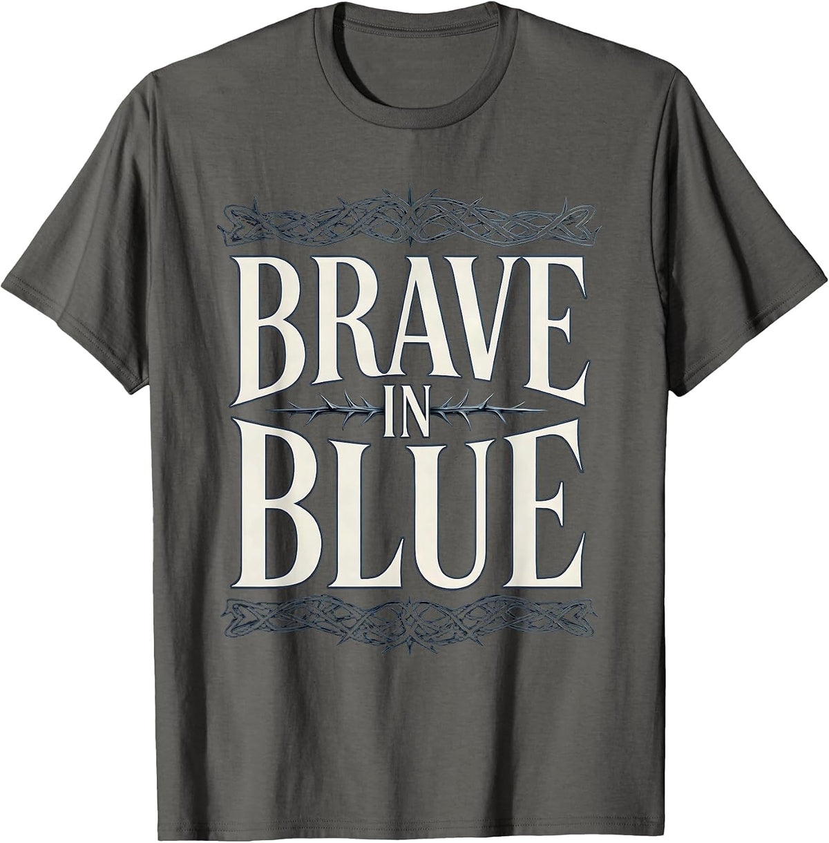Men's Brave in Blue Law Enforcement Tribute Design T-Shirt - Asphalt Grey