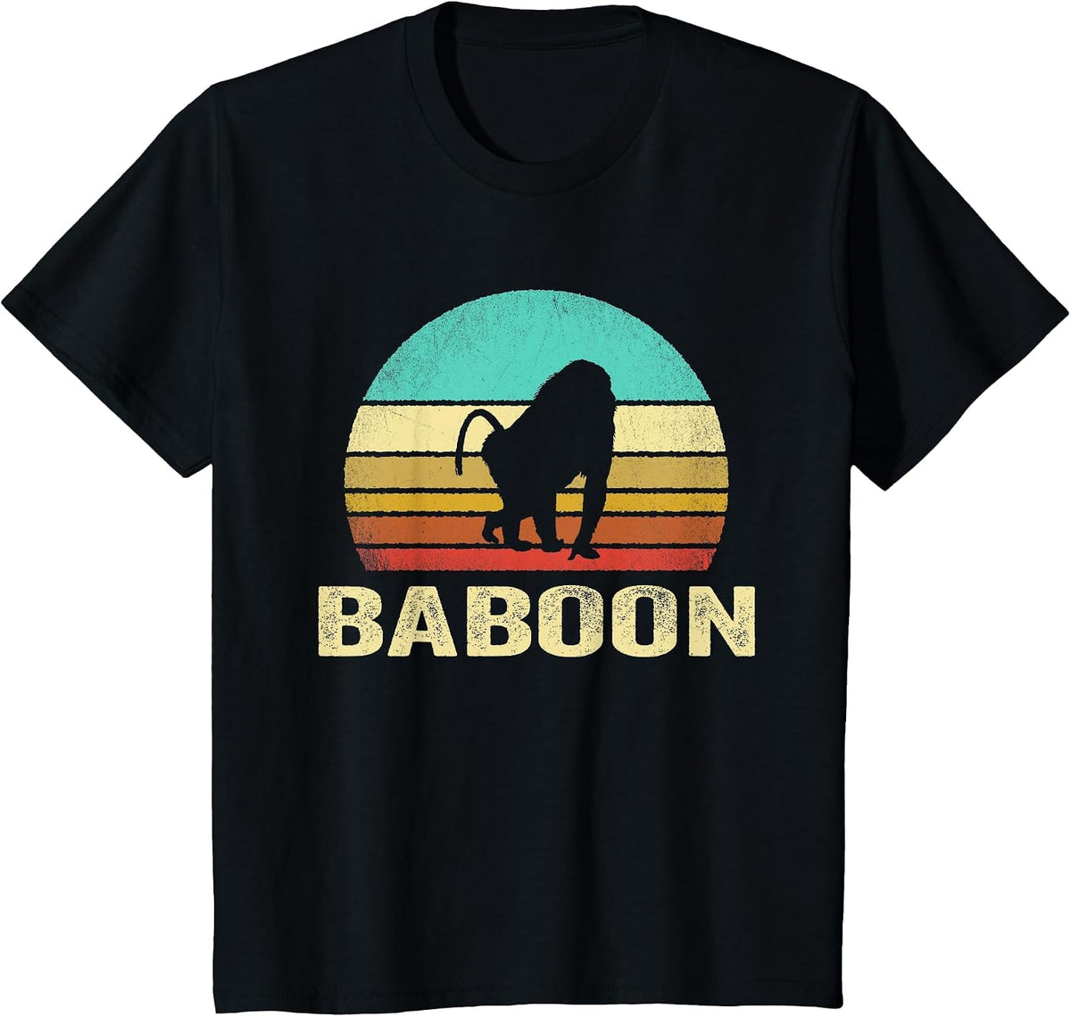Vintage Baboon Shirt Sunset T-Shirt - Black