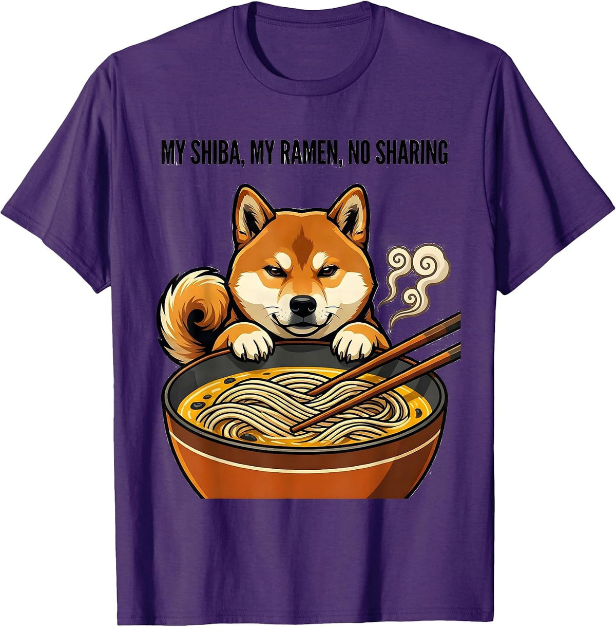 My Shiba My Ramen No Sharing Funny Kawaii Shiba Inu Anime T-Shirt - Purple