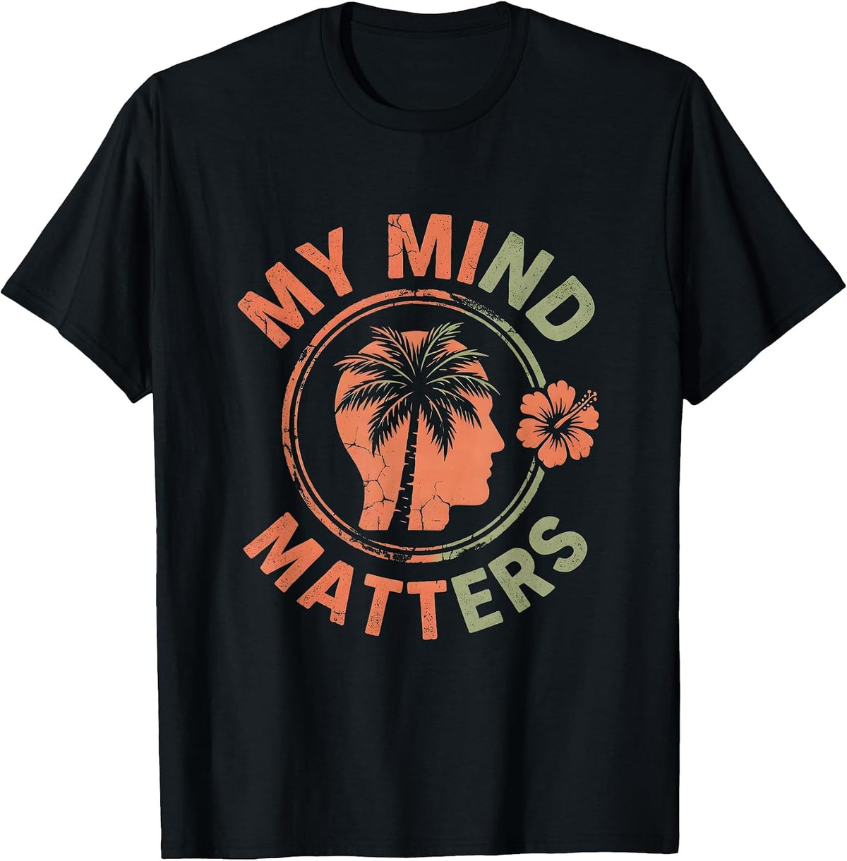 Men's My Mind Matters Mental Health Awareness Design T-Shirt - Black