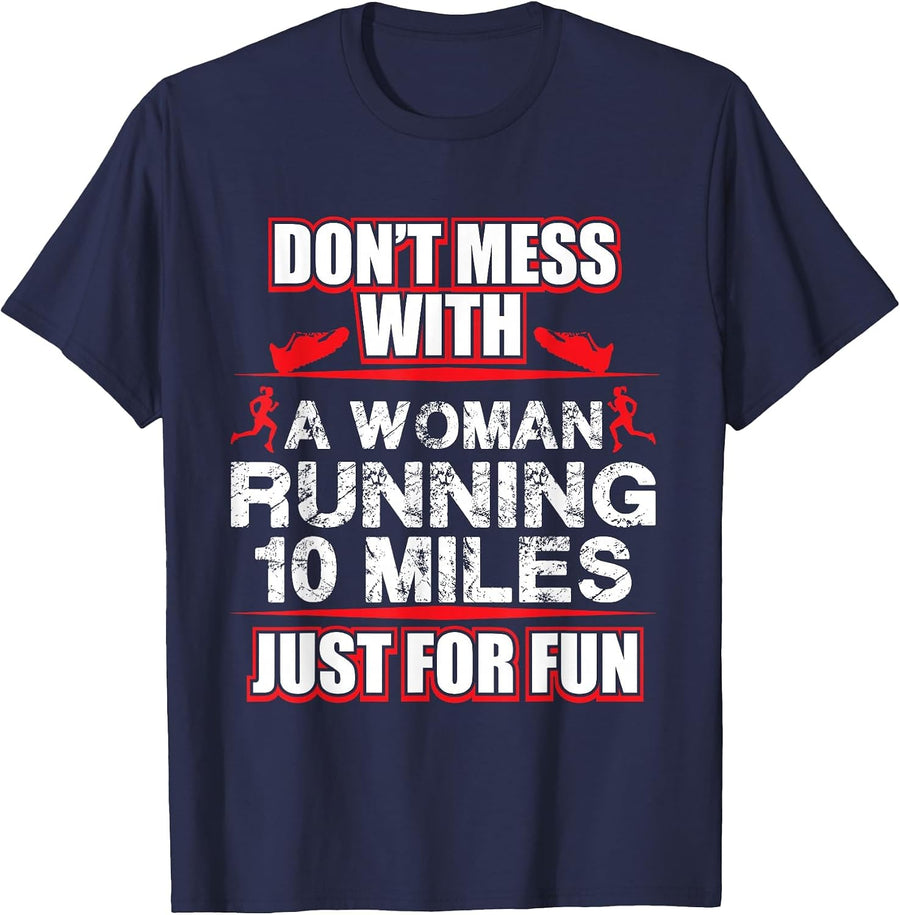 Funny Marathon Runner T-Shirt Never Mess with A Runner Tee T-Shirt - Navy Blue
