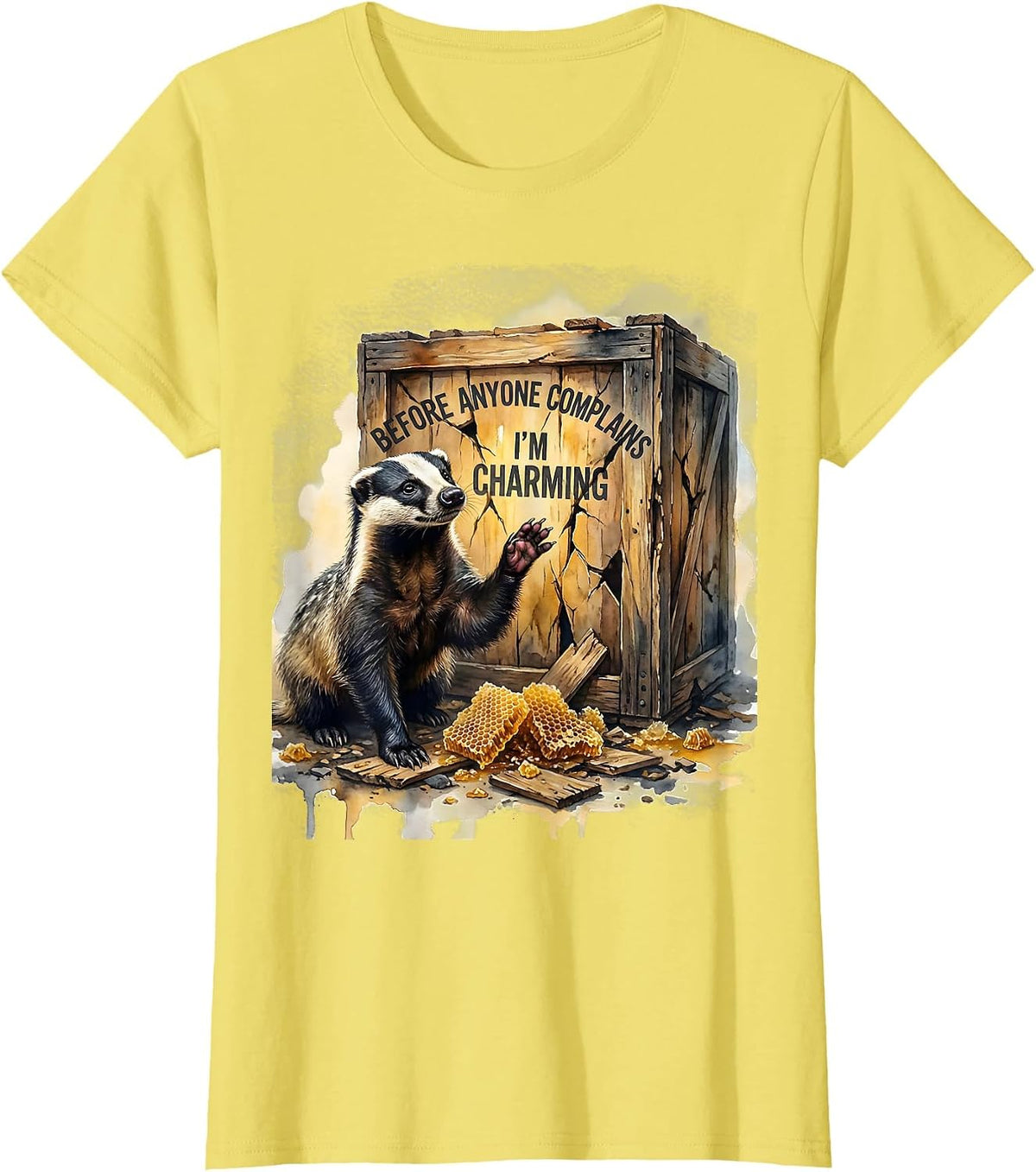 Before Anyone Complains, I'm Charming Funny Honey Badger T-Shirt - Lemon Yellow