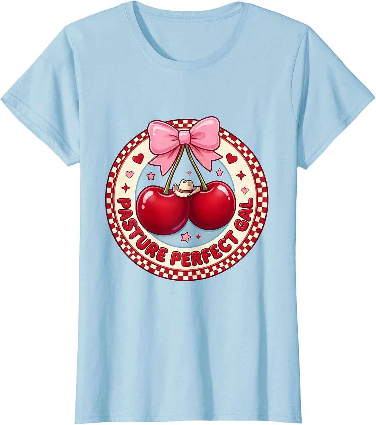 Pasture Perfect Gal Cow Lover Design T-Shirt - Baby Blue