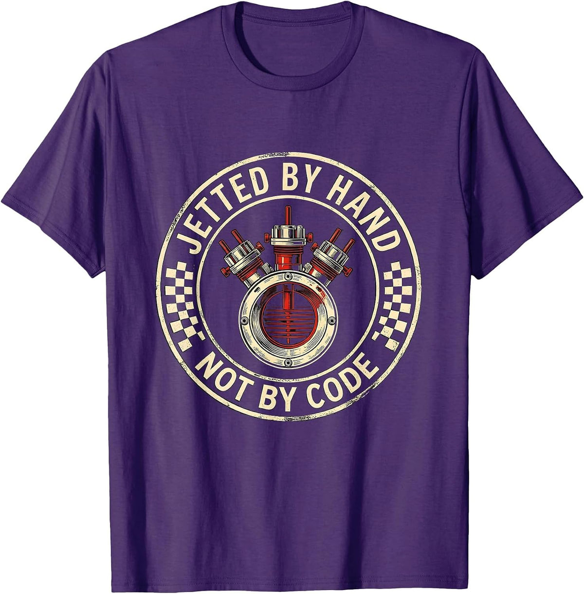 Jetted By Hand, Not By Code Funny Vintage Classic Car Racing T-Shirt - Purple