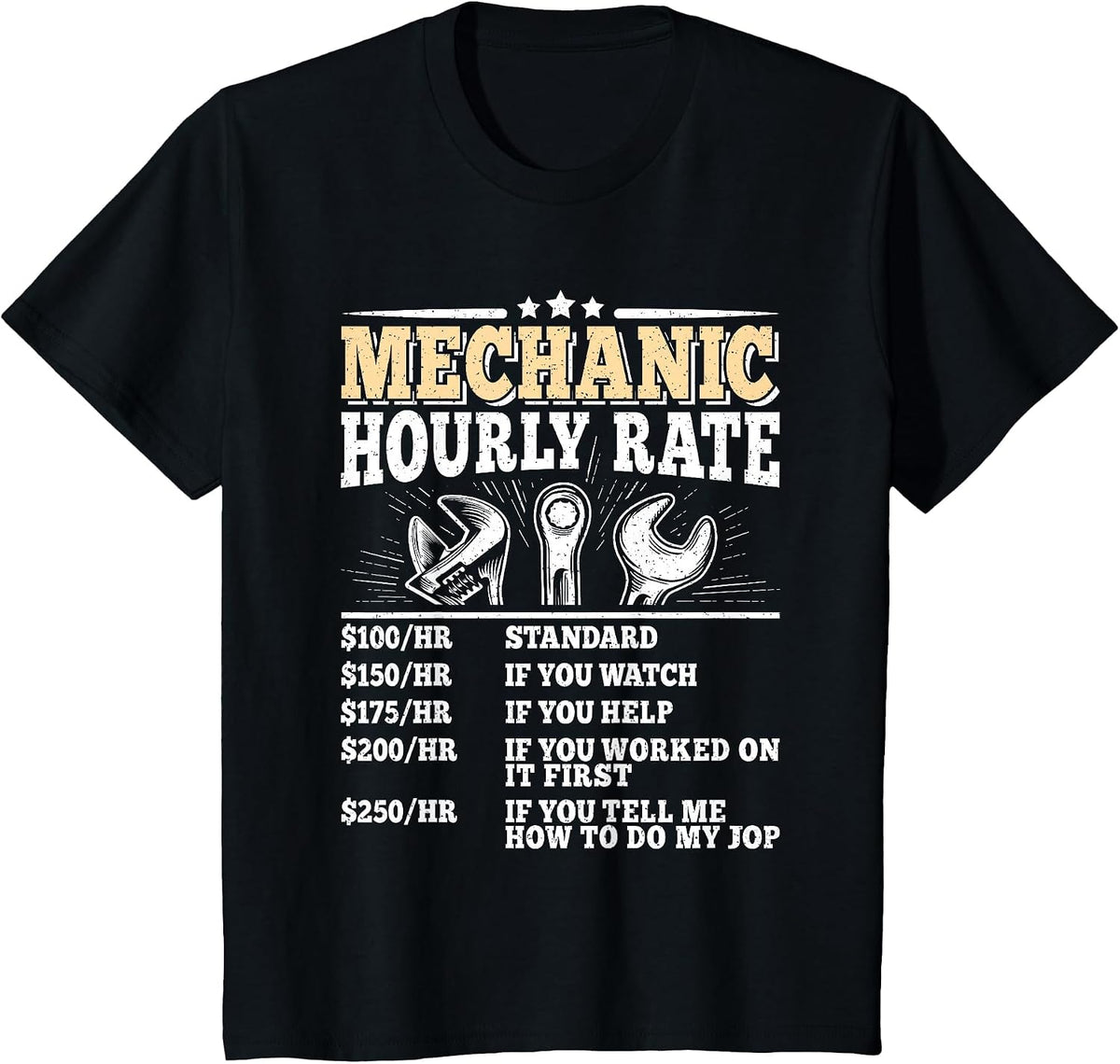 Mechanic Hourly Rate Funny Vintage Repair Men T-Shirt - Black
