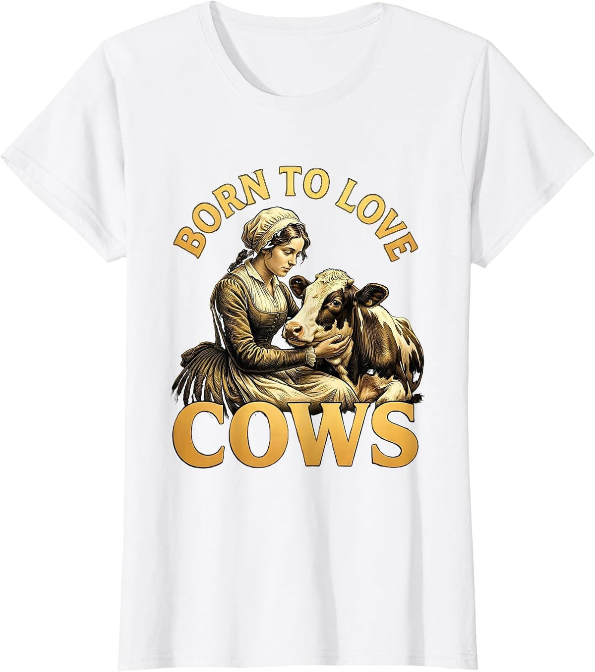 Born to Love Cows Cute Cow Lover Design T-Shirt - White