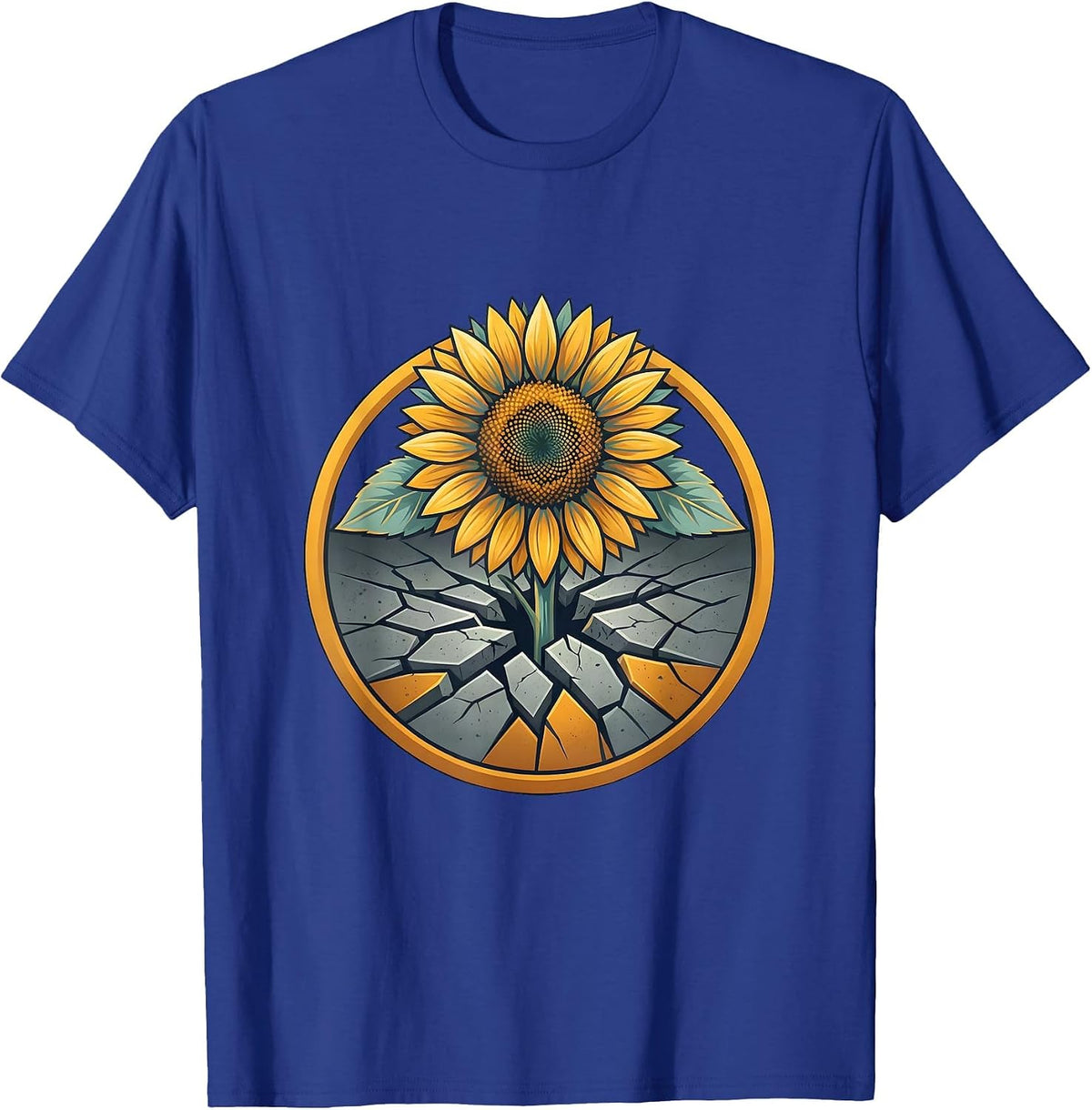 Men's Neurodiversity Sunflower Through Cracked Concrete T-Shirt - Royal Blue