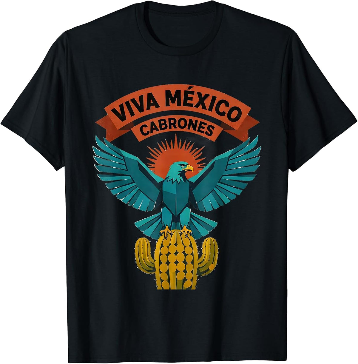 Men's Viva Mexico Cabrones Bold Mexican Pride Design T-Shirt - Black