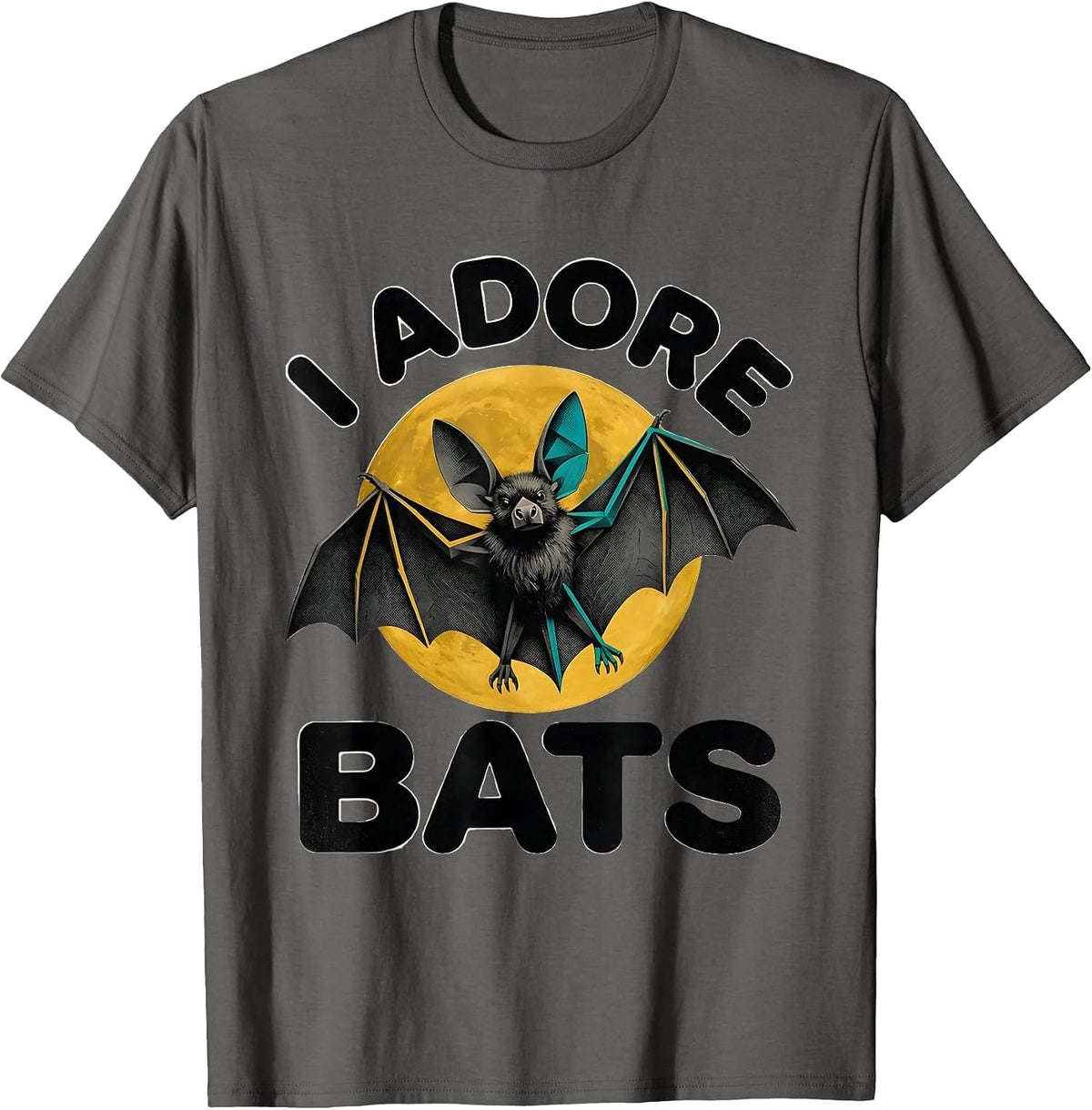 Men's I Adore Bats Midcentury Modern Bat Lover Vintage Graphic T-Shirt - Asphalt Grey
