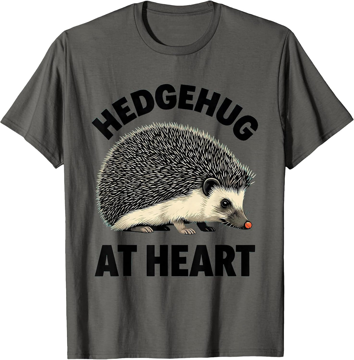 Hedgehug At Heart Midcentury Modern Hedgehog Lover Gift T-Shirt - Asphalt Grey