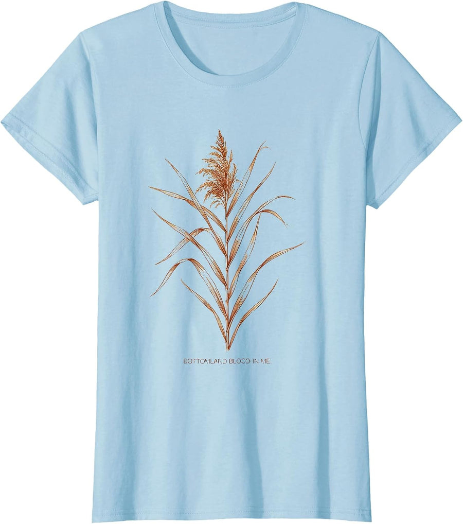 Women's Bottomland Blood In Me Camo Hunting Design T-Shirt - Baby Blue