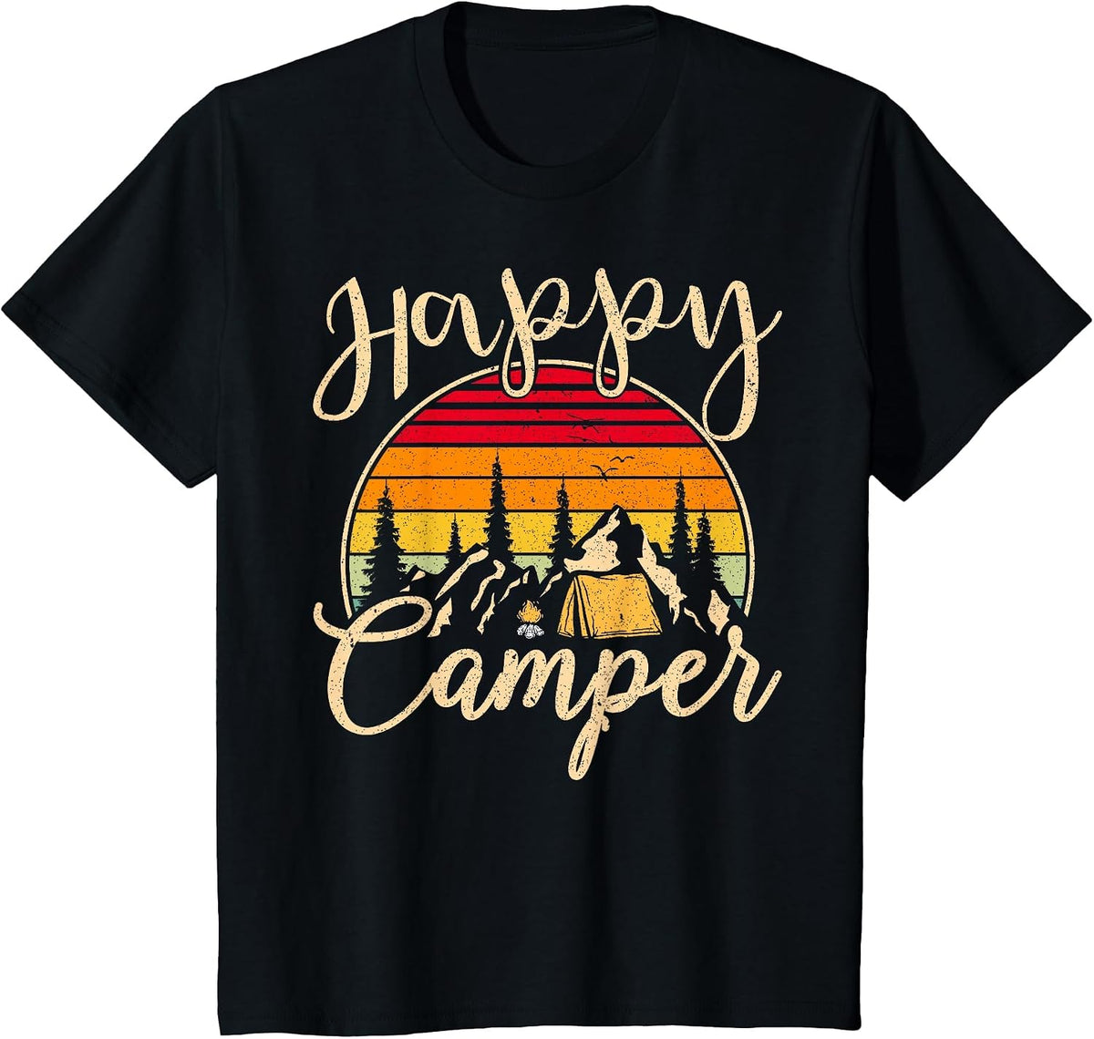 Funny Camper Outdoor Activity Camping Lover Happy Camper T-Shirt - Black