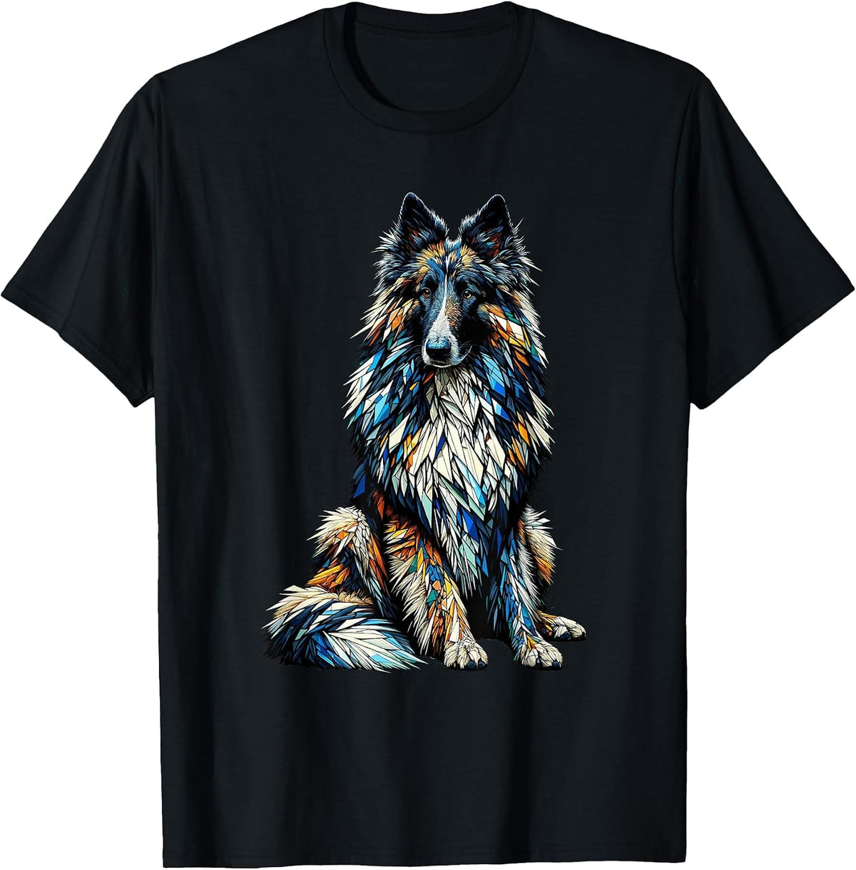 Polygon Art Belgian Sheepdog Groenendael Belgian Shepherds T-Shirt - Black