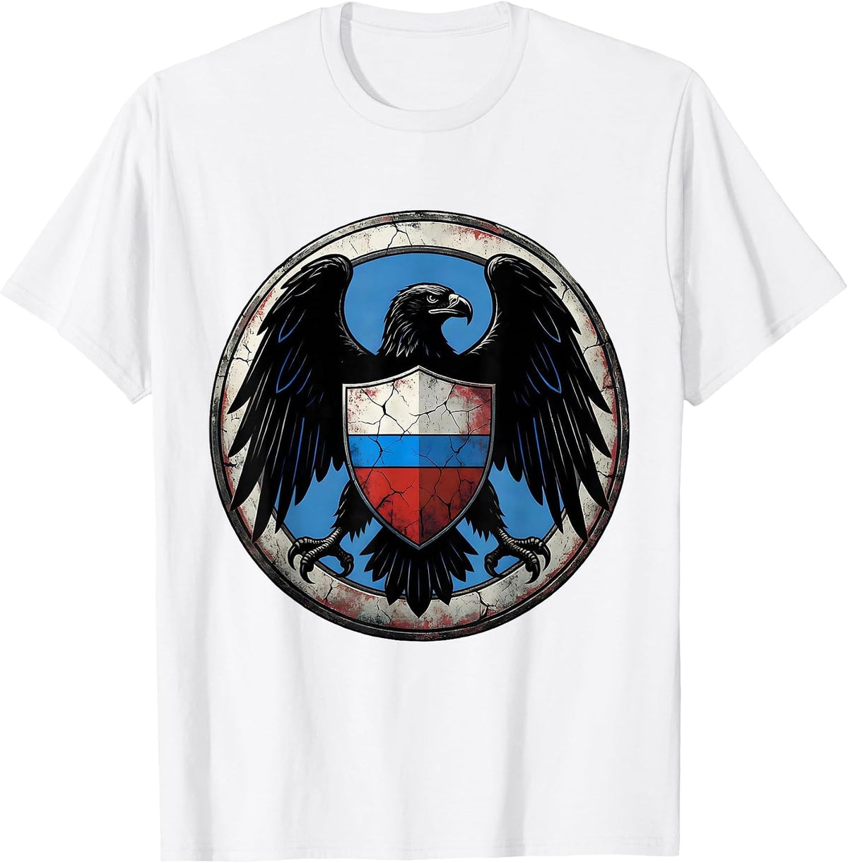 Men's Thin Blue Line Shield Eagle Wings Graphic T-Shirt - White