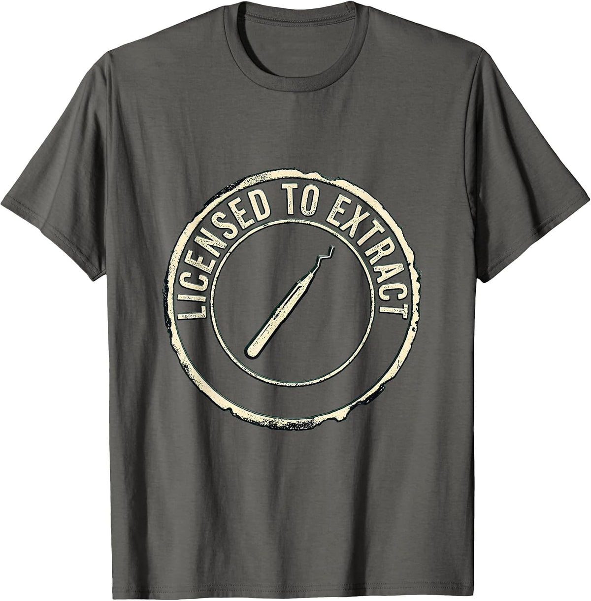 Men's Licensed To Extract Rubber Stamp Esthetician Skincare T-Shirt - Asphalt Grey