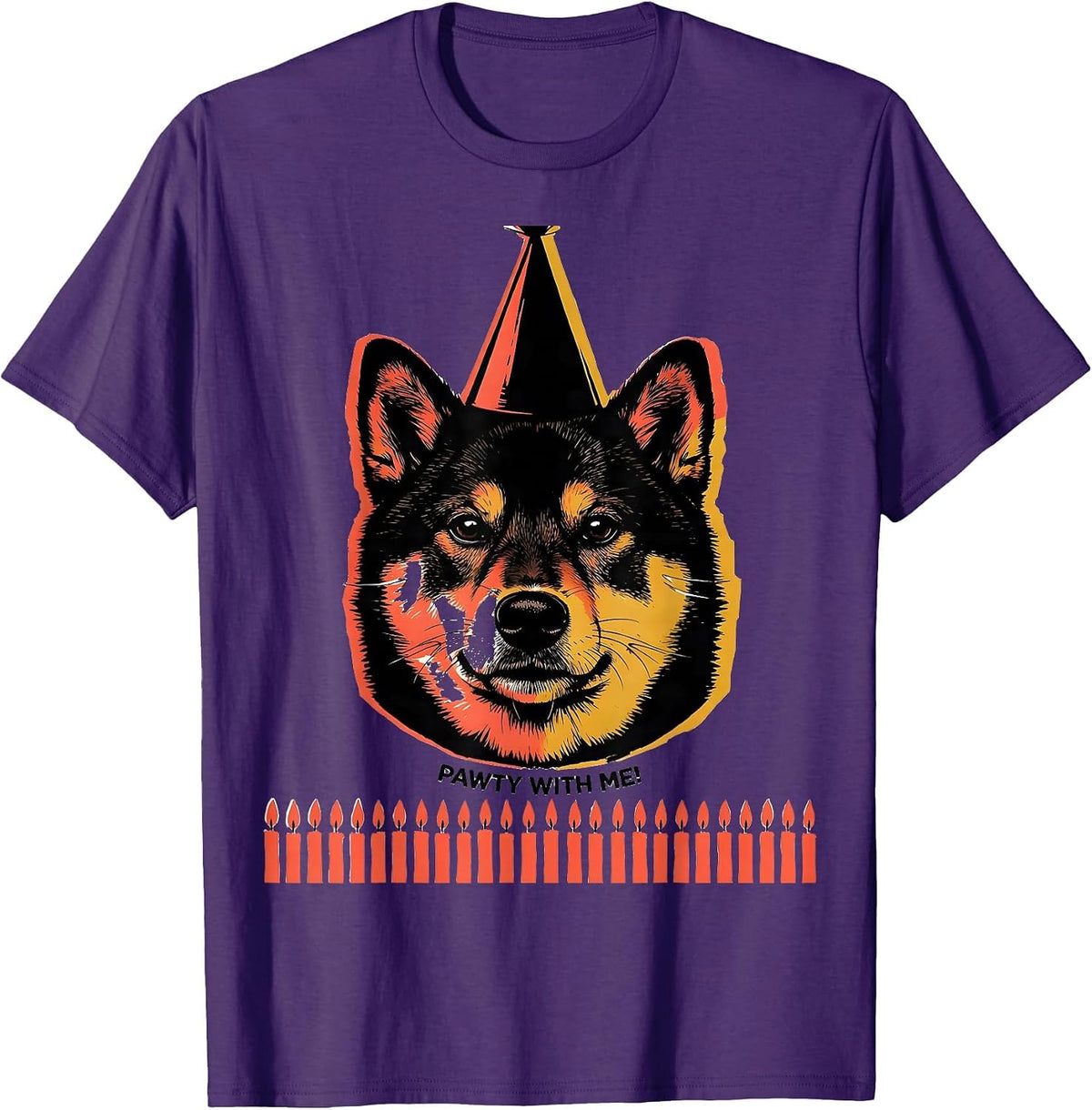 Men's Pawty With Me! Cute Dog Birthday Party Kids Fun T-Shirt - Purple