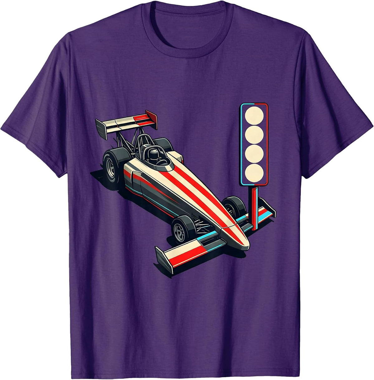 Dragster Split Disrupted Stripe RC Car Racing Humor T-Shirt - Purple