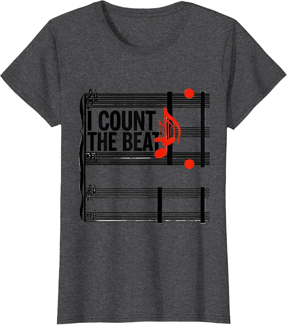 Women's I Count The Beat Geometric Musician Humor Gift For Music T-Shirt - Dark Heather Grey