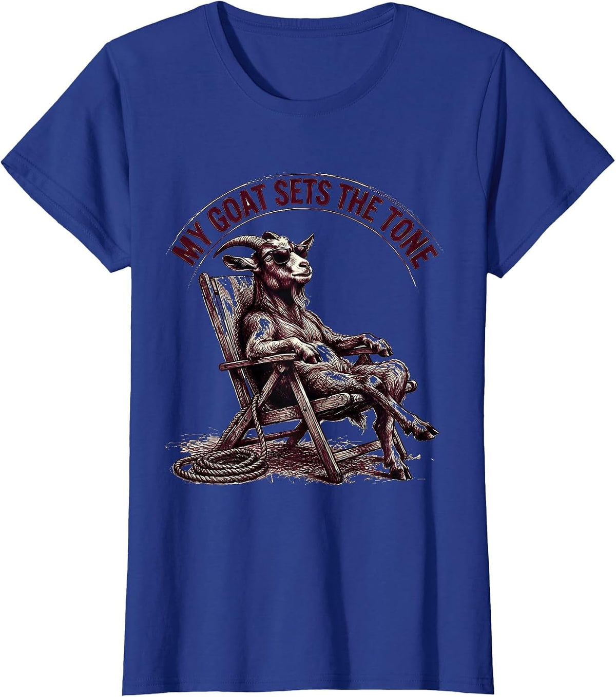 Women's My Goat Sets The Tone Funny Goat Animal Humor Novelty T-Shirt - Royal Blue