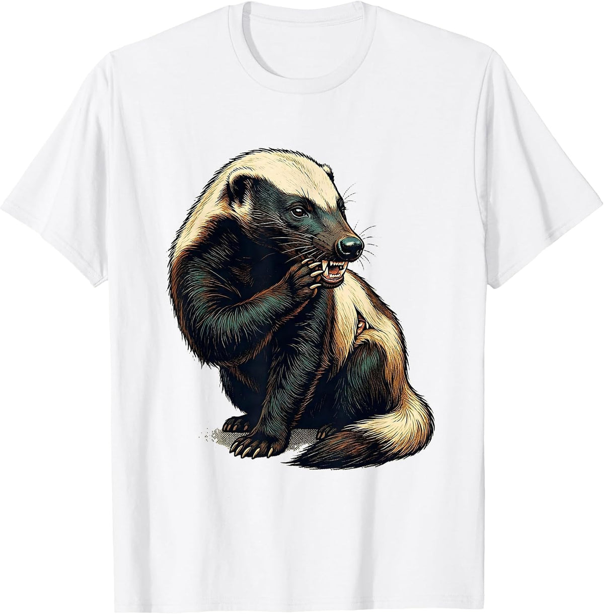 Men's Honey Badger Vintage Retro Funny Wildlife Humor T-Shirt - White