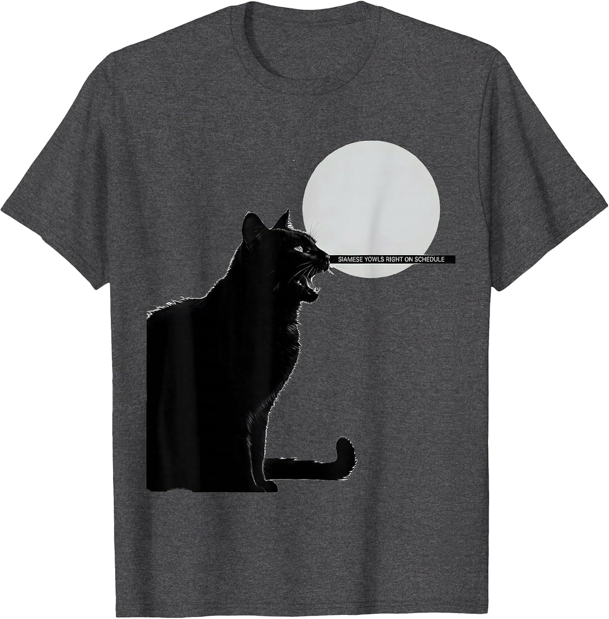 Siamese Yowls Right on Schedule 90's Retro Cat Breed T-Shirt - Dark Heather Grey