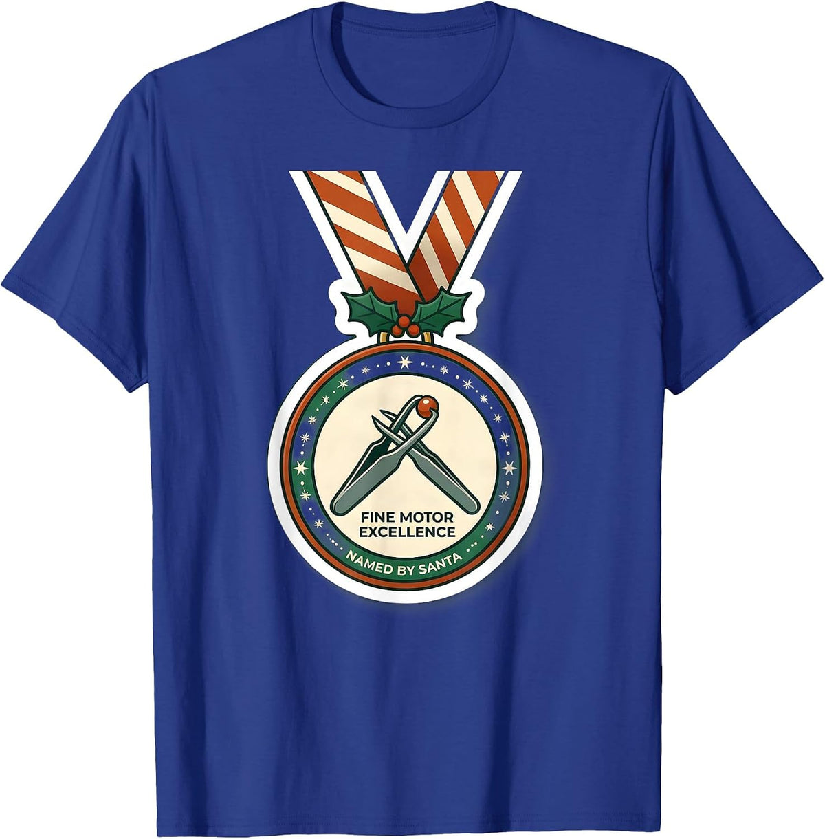 Men's Fine Motor Excellence Named By Santa Occupational Therapist T-Shirt - Royal Blue