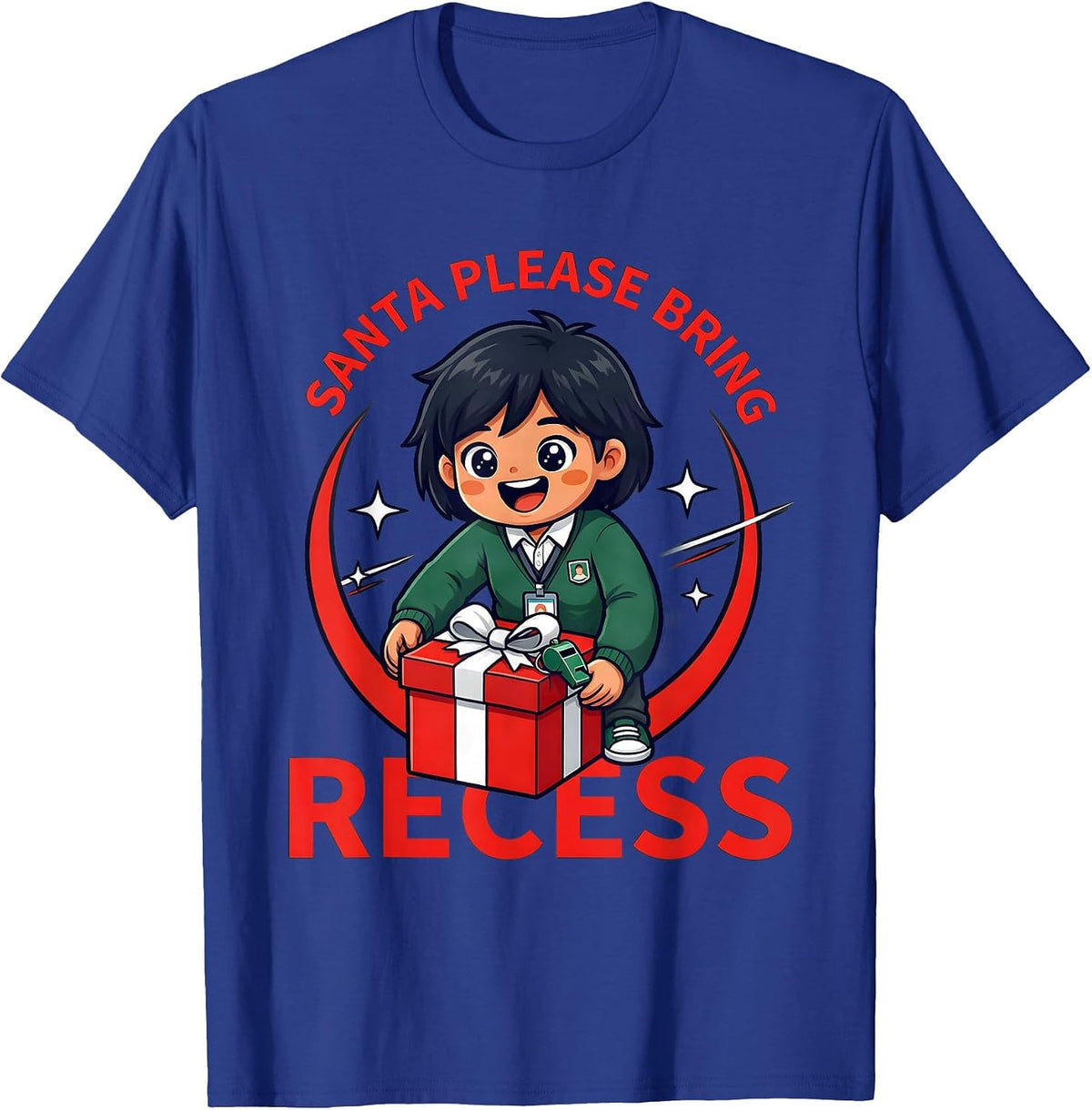 SANTA PLEASE BRING RECESS Funny Teacher Christmas T-Shirt - Royal Blue