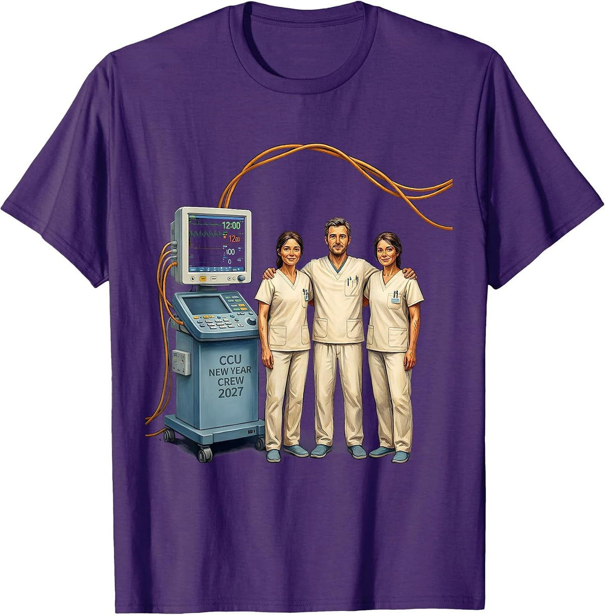 Men's CCU New Year Crew 2027 Storybook Nurse Crew ICU ER NICU New T-Shirt - Purple