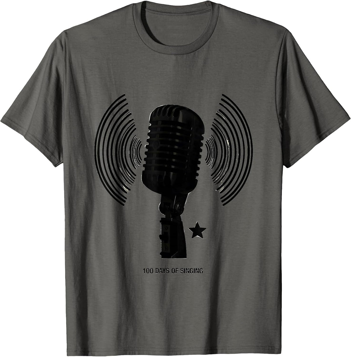 100 Days of Singing Vintage Microphone Music Teacher T-Shirt - Asphalt Grey