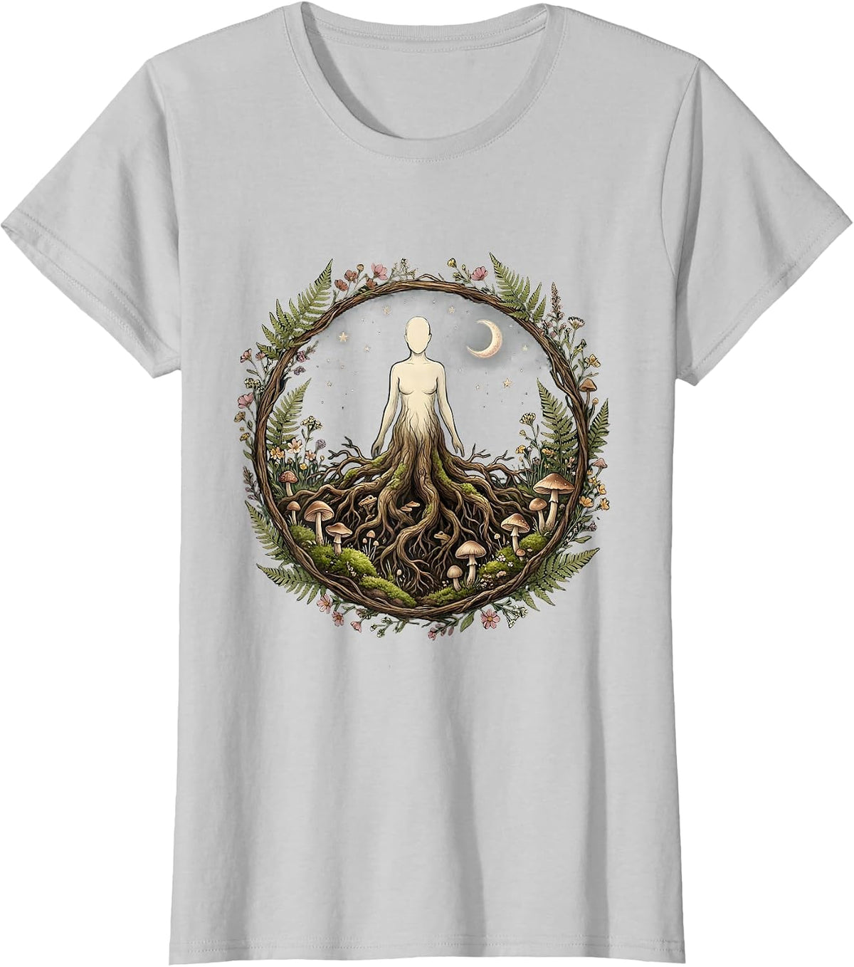 Mental Health Matters Rooted Silhouette Design T-Shirt - Silver Grey
