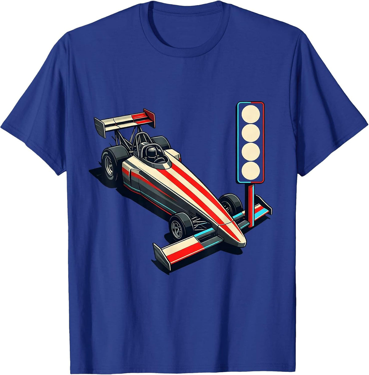 Dragster Split Disrupted Stripe RC Car Racing Humor T-Shirt - Royal Blue