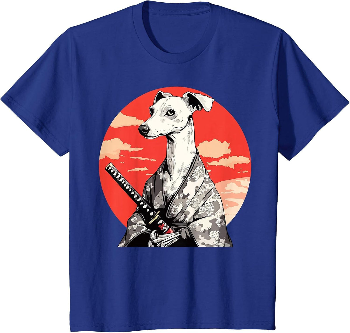 Italian Greyhound Dog Japanese Style Samurai Dogs T-Shirt - Royal Blue