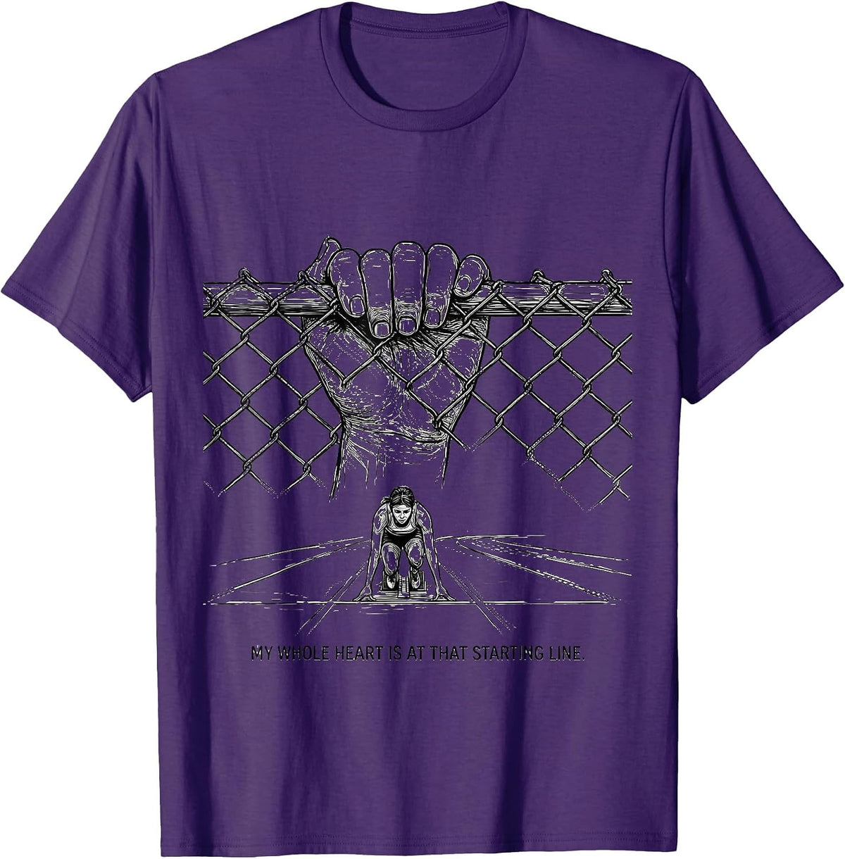 My Whole Heart Is At That Starting Line Track Mom T-Shirt - Purple
