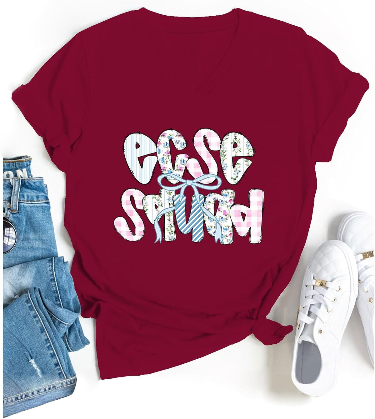 ECSE Teacher Shirt ECSE Squad Shirt Early Childhood Special Education T-Shirt - V-Neck Claret