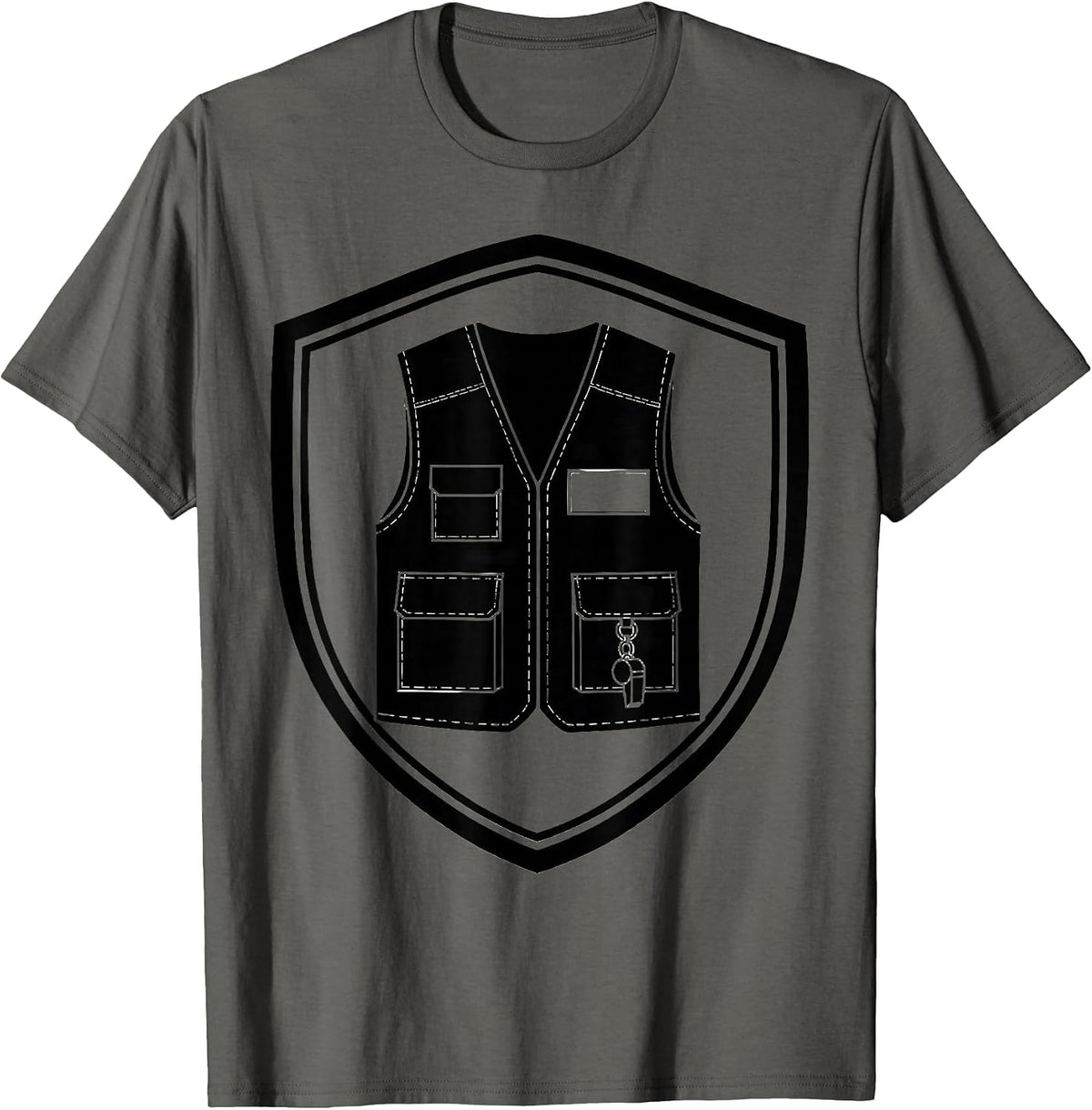Utility Vest Halloween Costume Minimalist Security Guard T-Shirt - Asphalt Grey