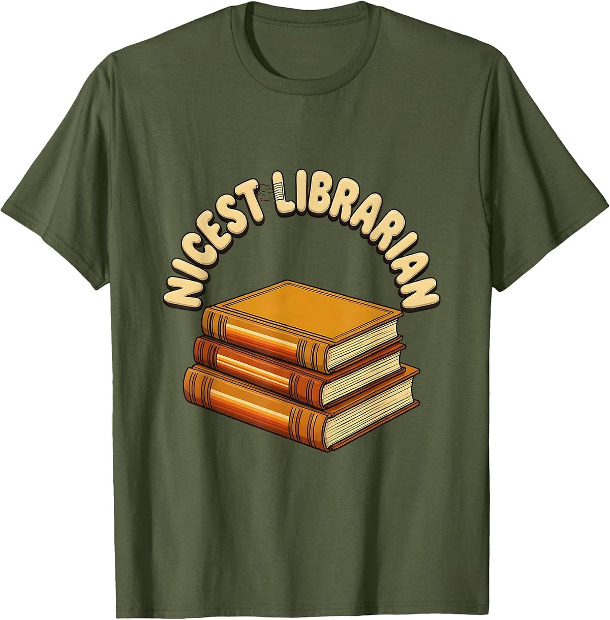 Nicest Librarian Retro 70s Teacher Appreciation Back To T-Shirt - Olive Green