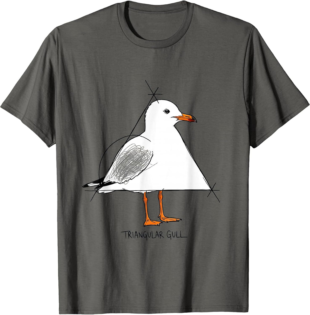 Men's Triangular Gull Funny Bird Pun Math Teacher Geometry Humor T-Shirt - Asphalt Grey
