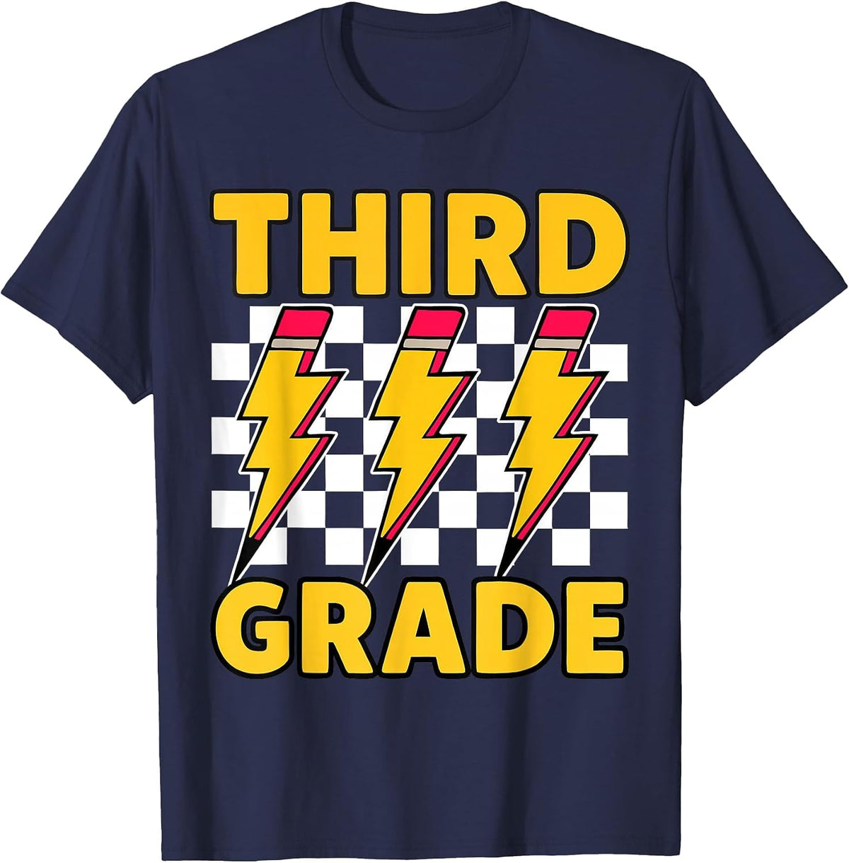 3rd Grade Lightning Bolt Third Grade Teacher Back to School T-Shirt - Navy Blue
