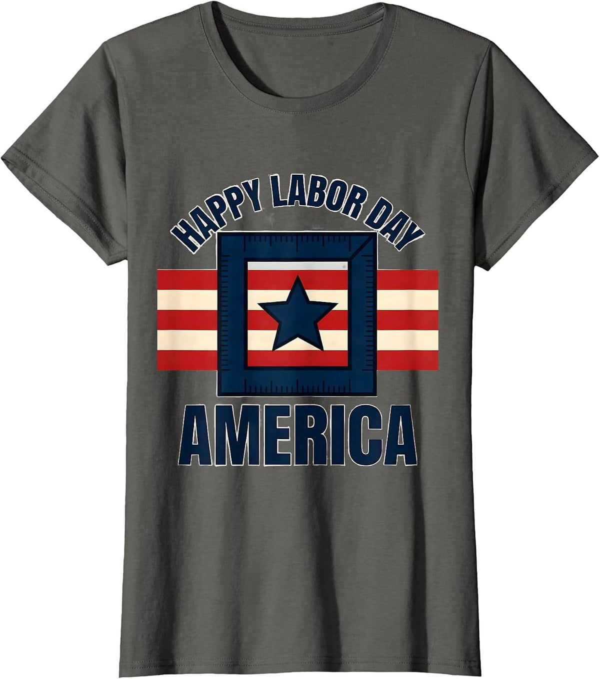 Women's Happy Labor Day America Patriotic Labor Day Gift T-Shirt - Asphalt Grey