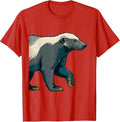 Men's Honey Badger Flat Vector Funny Animal Humor T-Shirt - Red